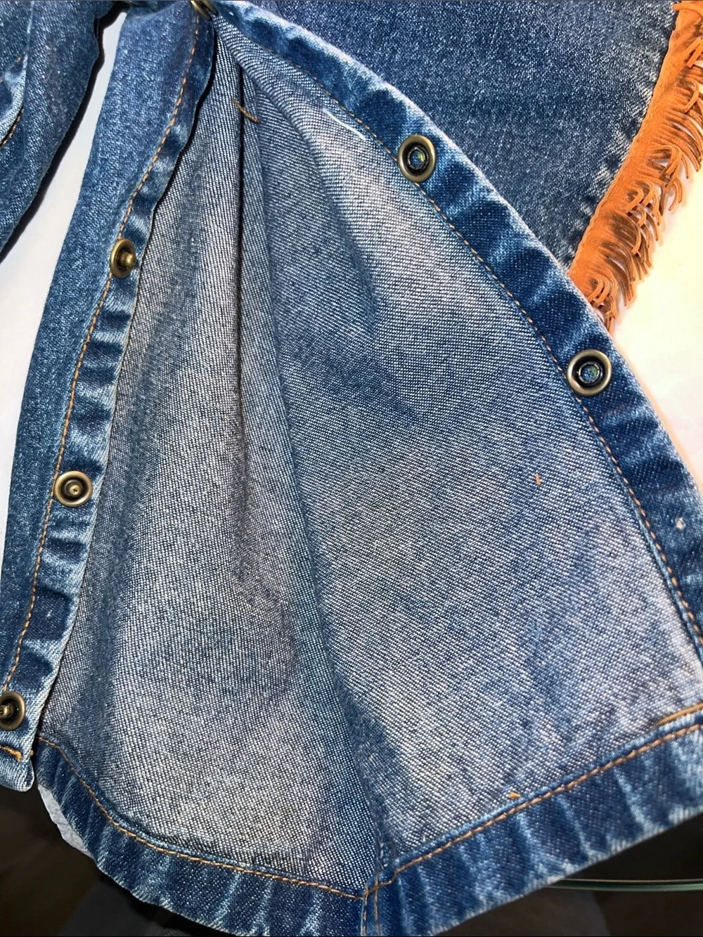 Vintage Flapdoodles Denim Overalls with western Fringe & Sheriff Star Appliqué.​